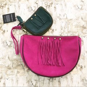 Sapahn Leather Fringe Wristlet and Pouch Set NWT
